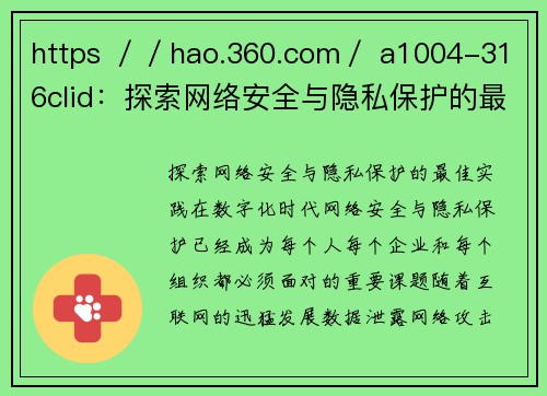 https //hao.360.com/ a1004-316clid:探索网络安全与隐私保护的最佳实践